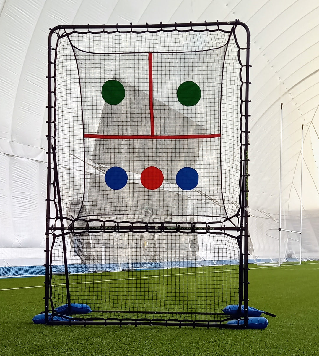 Target net in full view on SkillMaster Ball Rebounder.